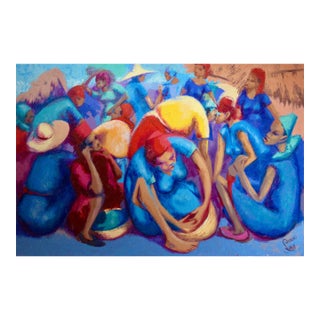 Petion Savin Market Scene 1968 Painting For Sale