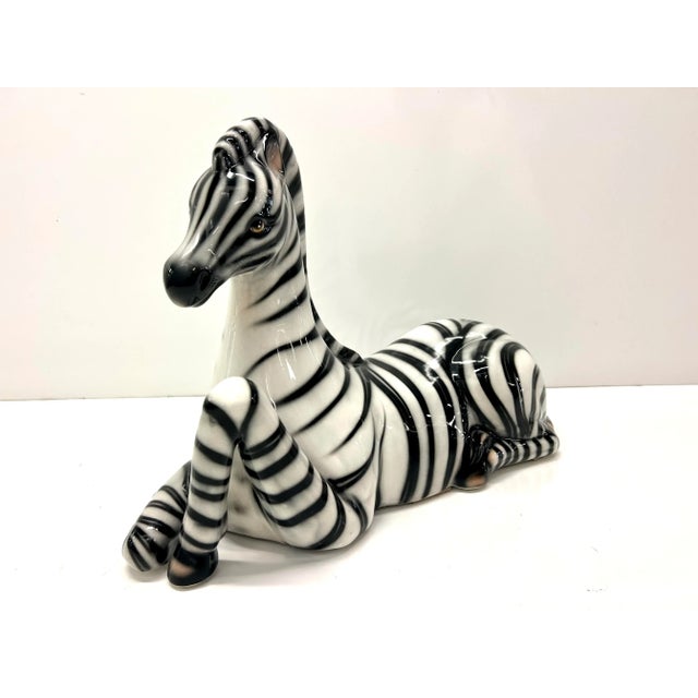 Black Modernist Vintage Italian Porcelain Zebra For Sale - Image 8 of 9