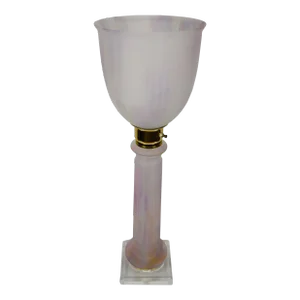French Art Deco Table Lamp by Mazda Brass and Opaline