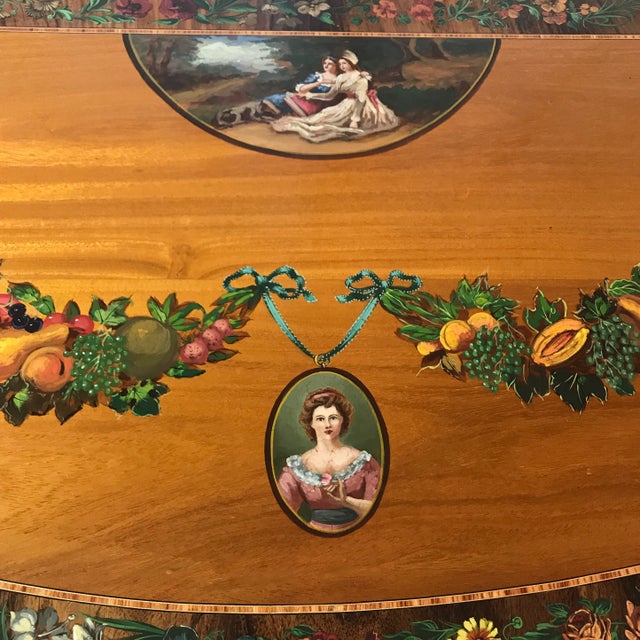 1920s Americana Satin Wood Handpainted Tables - a Pair For Sale - Image 4 of 13