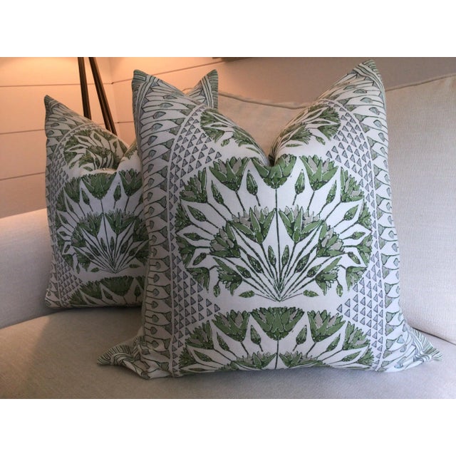 Thibaut Thibaut “Cairo” in Green Plush Down-Filled Complete 22" Pillow - Single For Sale - Image 4 of 7