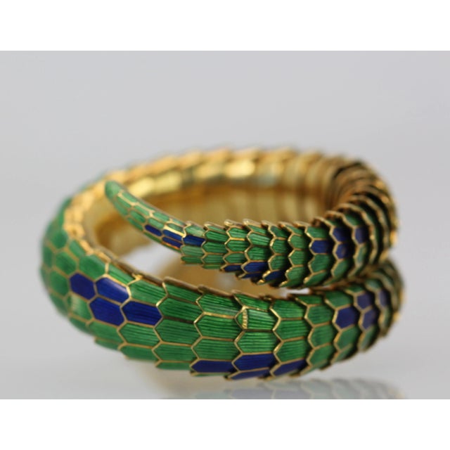 Contemporary 1960s Enamel Articulated Snake Bracelet For Sale - Image 3 of 9