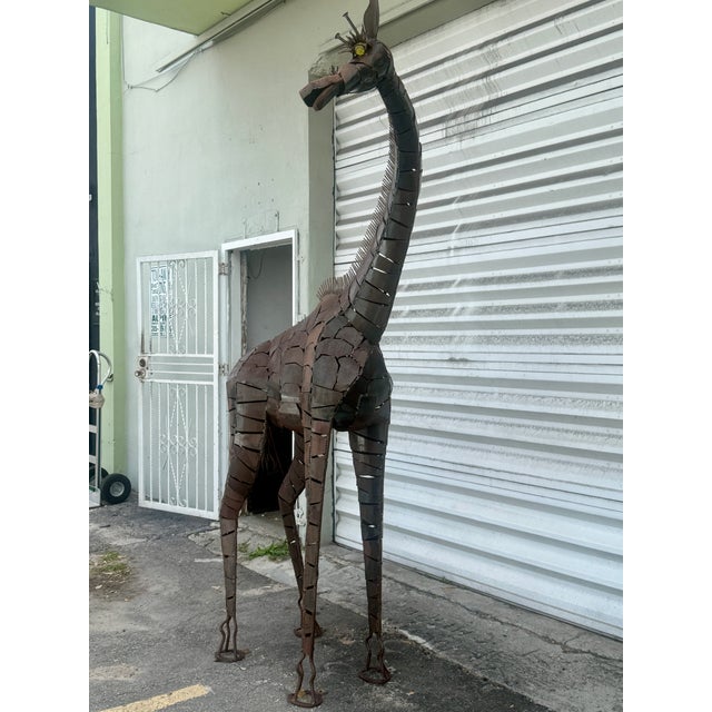 Lifesize Welded Metal Giraffe . Great Garden Decor For Sale - Image 4 of 12