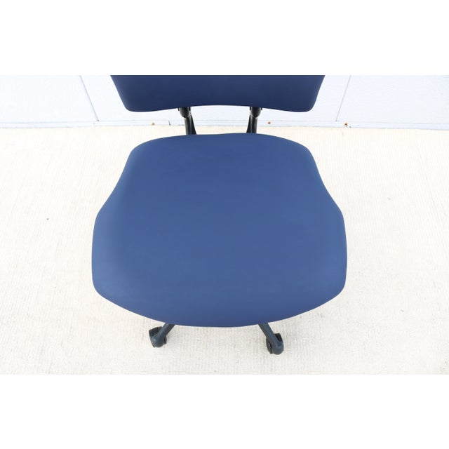 Humanscale Freedom Ergonomic Armless Task Desk Chair in Blue Color Slightly Used For Sale - Image 13 of 18
