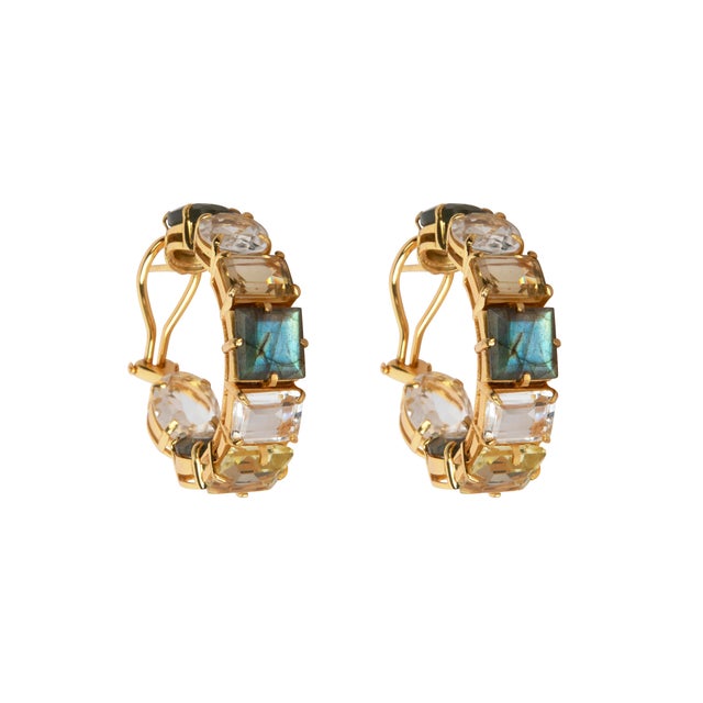 Just In! The Cielo Hoops, crafted from semi-precious stones, boast a multicolor design that's both unique and timeless....