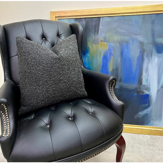 Graphite Gray Boucle Throw Pillow With Feather Down Insert For Sale - Image 4 of 6