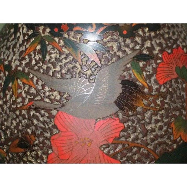 Late 19th Century Japanese Cloisonne Porcelain Vases Totai Tree Bark - A Pair For Sale - Image 11 of 12