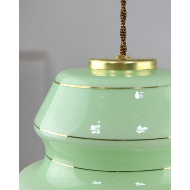 Mid-Century Pendant Lamp in Green Glass and Brass For Sale - Image 10 of 15