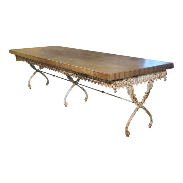 A Long, Painted Antique Cast Iron Table From Aix-en-Provence, France Circa 1890 For Sale