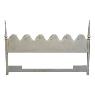 Unique Furniture Italian Mediterranean Style Hollywood Regency King Size Headboard 7176 - Dorado White Finish For Sale