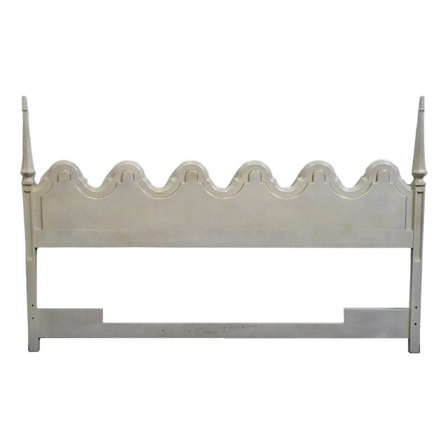 Unique Furniture Italian Mediterranean Style Hollywood Regency King Size Headboard 7176 - Dorado White Finish For Sale