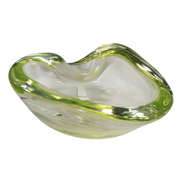 Vintage Italian Murano Glass Vase Bowl in Yellow, 1970 For Sale