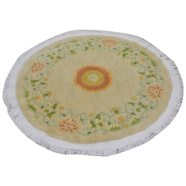 Art Deco Vintage Chinese Art Deco Knotted Wool Rug, 2'9'' For Sale - Image 3 of 4