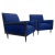 Modern mid century style lounge chairs. The set of chairs are newly upholstered and refinished. The chairs are done in a...