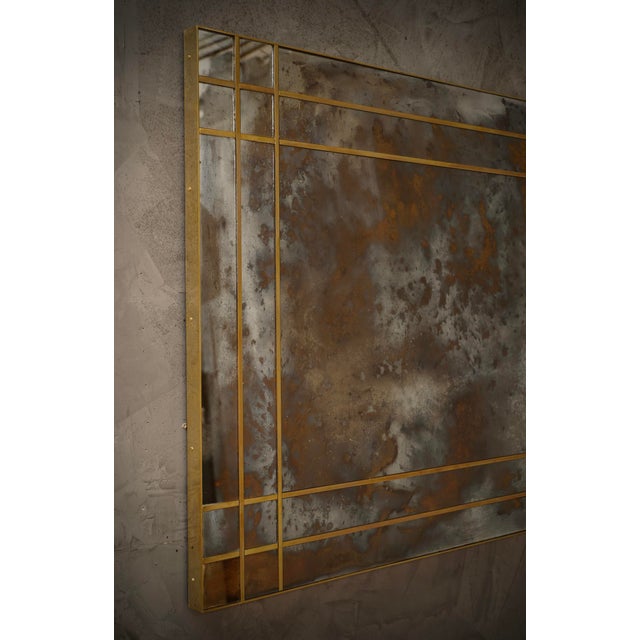 Gold Mid-Century Murano Glass and Brass Console Wall Mirror For Sale - Image 8 of 10