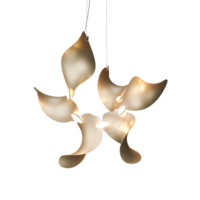 Gold Dune 6 Cluster Chandelier with Shades in Gold Metallic Tone by Daniel Becker for Moss Objects For Sale - Image 8 of 8