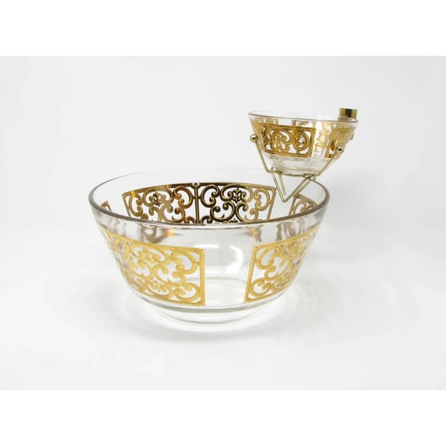 Vintage Georges Briard Spanish Gold 2-Tier Serving Bowl With 22k Decoration For Sale In Chicago - Image 6 of 13