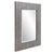 The Cavalier Mirror features a rectangular wood frame detailed with a chevron pattern. It is finished in a gray wash that...