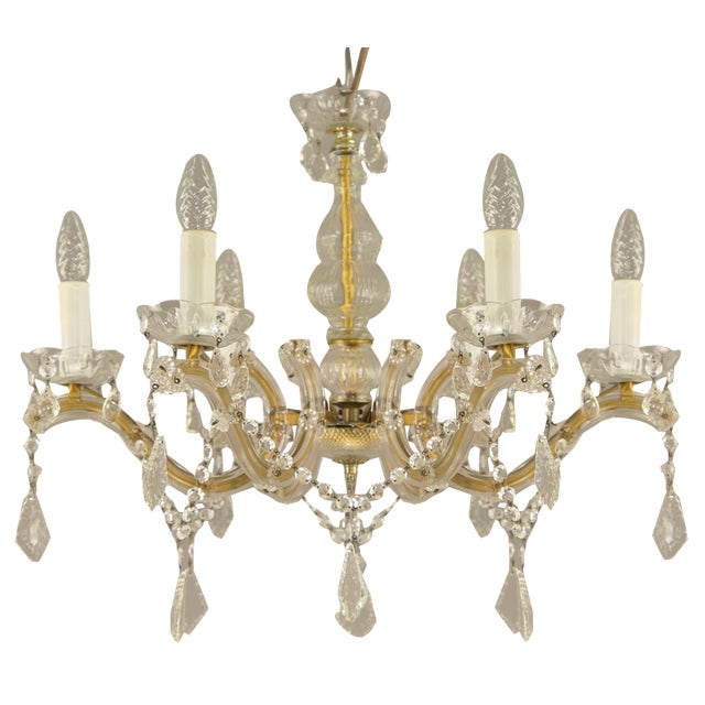 Crystal Glass Chandelier, Germany, 1970s For Sale