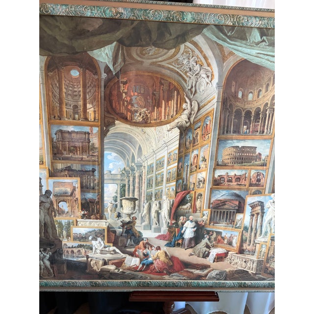 Renaissance Mid 20th Century Massive Framed Pannini “Gallery of Views of Ancient Rome” — Grand Tour Architectural Fantasy, 57" For Sale - Image 3 of 12