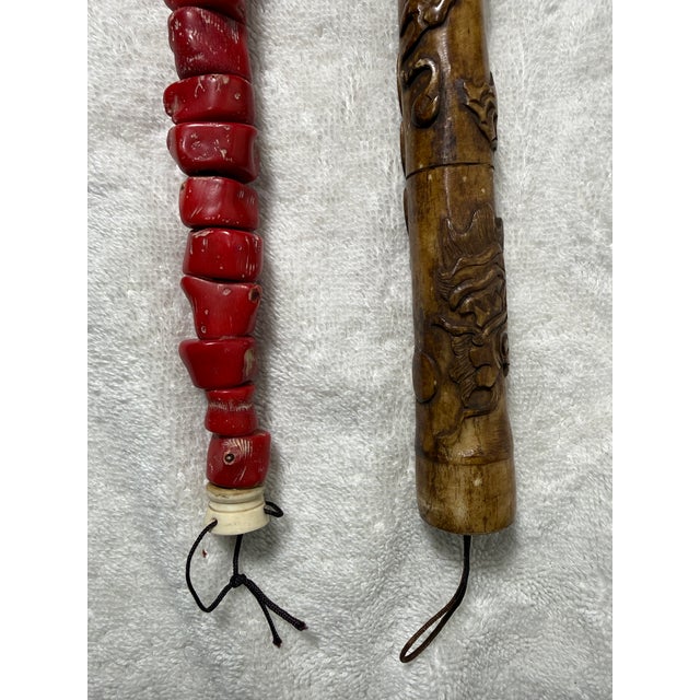19th. Centery Two Antique Vintage Chinese Scholars Archaistic Calligraphy Brushes For Sale - Image 4 of 12