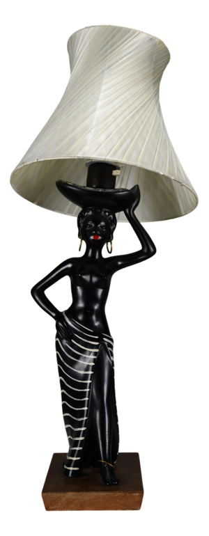 Mid-Century Black Lady Table Lamp from Barsony, Australia, 1950s