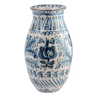Mid-Century Spanish Hand-Painted Ceramic Fajalauza Pottery Vase, Granada, 1950s For Sale