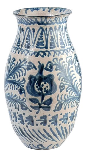 Mid-Century Spanish Hand-Painted Ceramic Fajalauza Pottery Vase, Granada, 1950s
