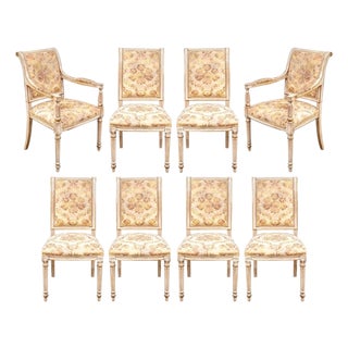 Set of Eight Maison Jansen Attributed Directoire Style Dining Chairs For Sale
