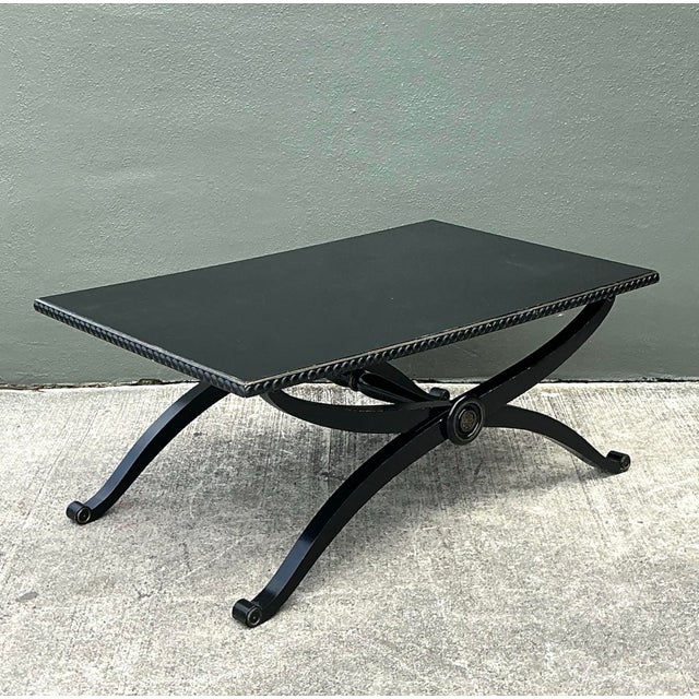 Vintage Lacquered X Base Coffee Table For Sale In West Palm - Image 6 of 12