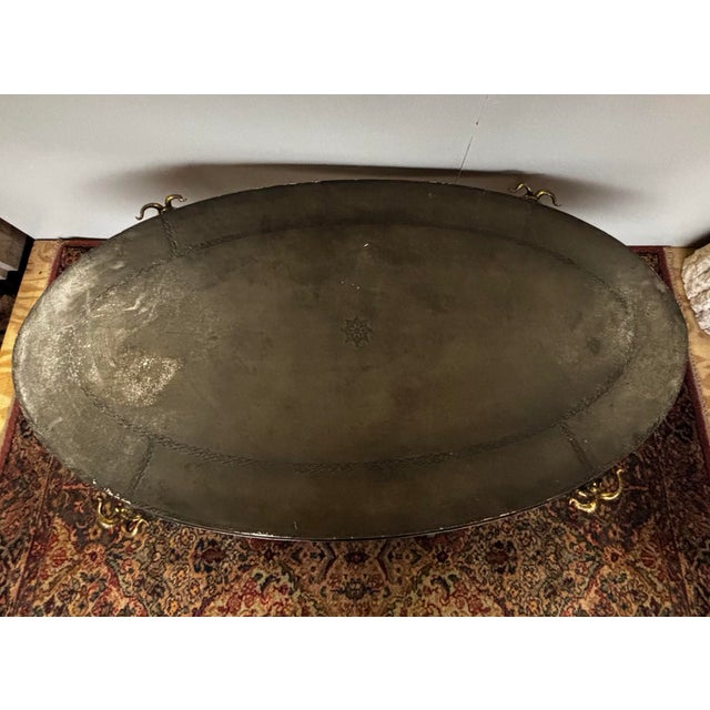 Metal 1970s Attributed to Maitland-Smith Embossed Leather Goat Head Coffee Table For Sale - Image 7 of 9