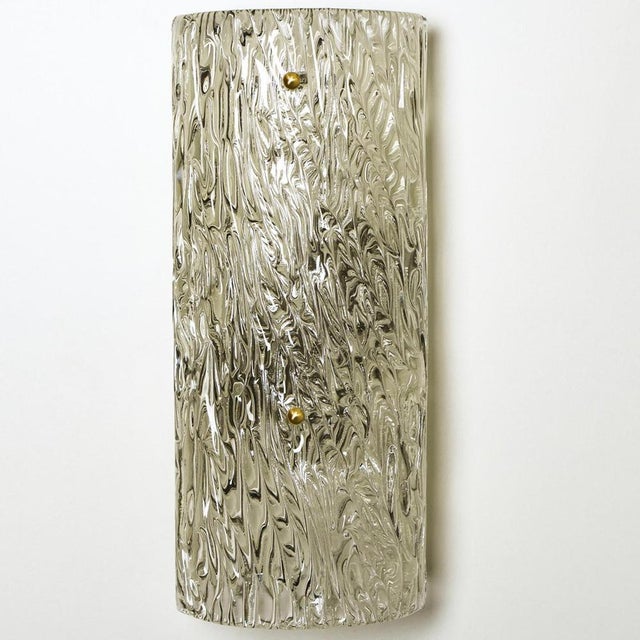 Large Modern Brass Ice Glass Wall Light attributed to J. T. Kalmar, 1960s For Sale - Image 3 of 16
