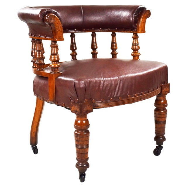 19th Century Victorian English Oak Armchair For Sale