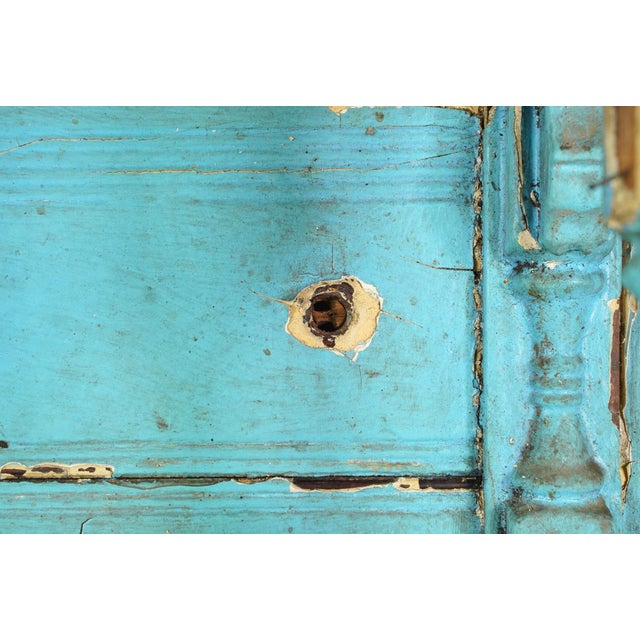 Blue Reclaimed Georgian Distressed Blue Wooden Fireplace Mantel For Sale - Image 8 of 13