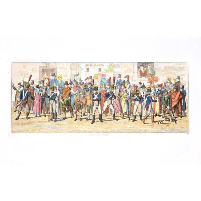 Corsa dei Cavalli (Horse Race) is a beautiful etching on copper, printed on laid paper, hand-colored brightly with...