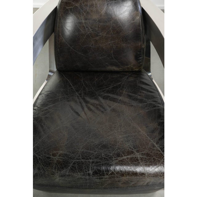 Industrial Black Cowhide Aviator Design Armchairs with Aluminium and Rivets, Set of 2 For Sale - Image 6 of 15