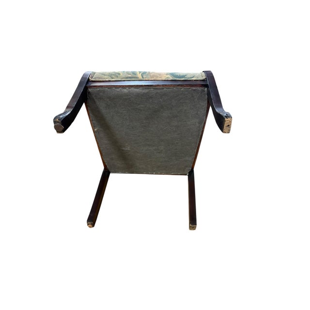 Traditional Mahogany Accent Armchair With William Morris Style Upholstery For Sale - Image 12 of 12