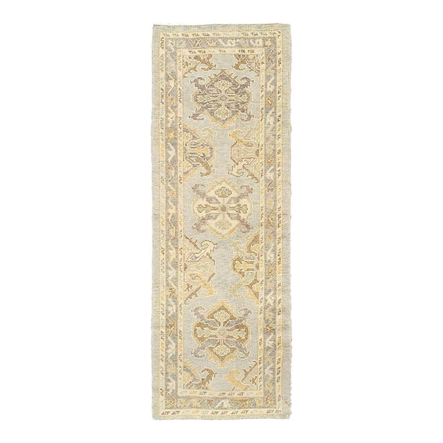 Pasargad DC Pasargad Turkish Hand Knotted Oushak Runner Rug For Sale