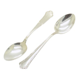 Vintage Italian Handmade Genuine Silver Sugar Coffee Spoons, 1970s, Set of 2 For Sale