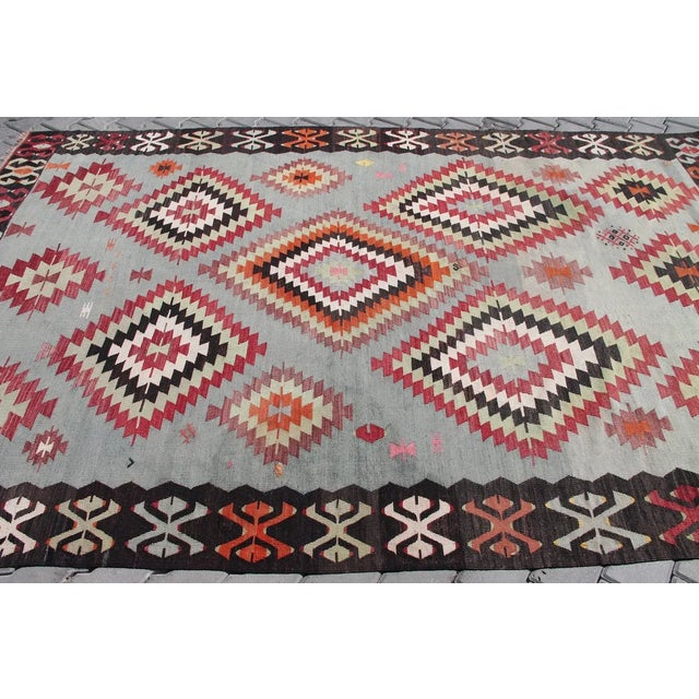 Vintage Turkish Kilim Rug - 119" X 80" For Sale - Image 4 of 11