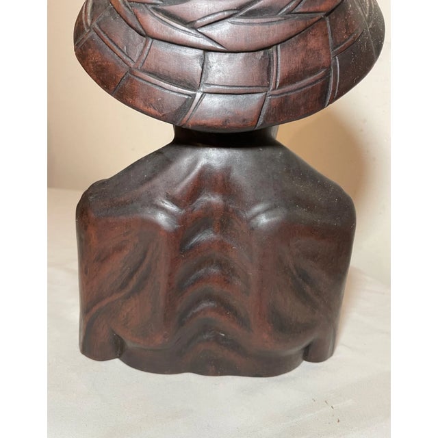 1930s 1930s Hand Carved Wooden Balinese Elder Old Man Bust Sculpture Statue Bust For Sale - Image 5 of 13