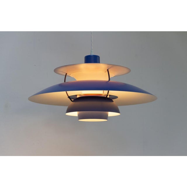 Vintage Danish Blue Ceiling Pendant PH5 by Poul Henningsen for Louis Poulsen, 1960s For Sale - Image 10 of 18