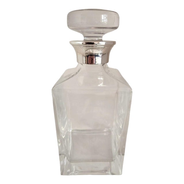 Sterling Silver-Mounted Cut Glass Decanter from James Dixon & Sons, 2001 For Sale