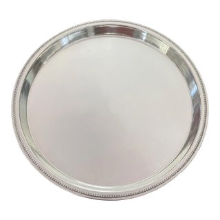 Vintage Italian Calegaro Silverplate Round Gallery Tray, 19” For Sale