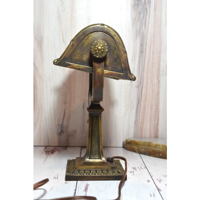 Metal Vintage Art Deco Bronze Desk Library Lamp For Sale - Image 7 of 18