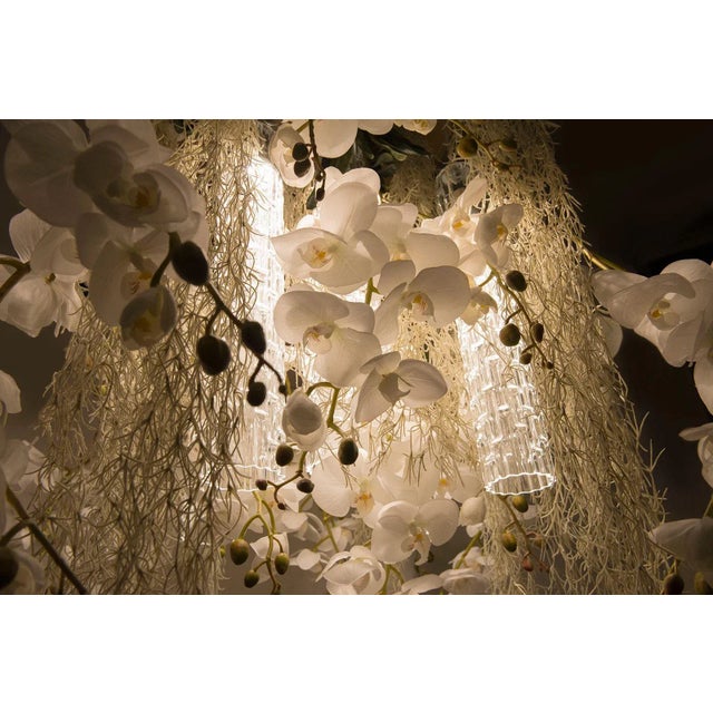 Contemporary Flower Power Ceiling Lamp with Murano Glass and Artificial Orchids from VGnewtrend For Sale - Image 3 of 6