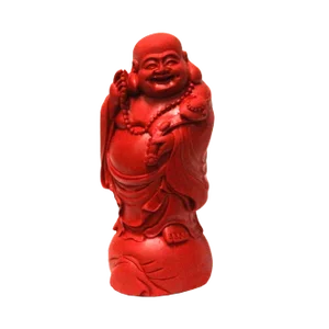 Chinese Handmade Red Cinnabar Happy Buddha Figure