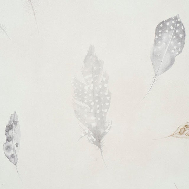 Schumacher SAMPLE - Schumacher Woodland Feathers Wallpaper In Pebble For Sale - Image 4 of 5