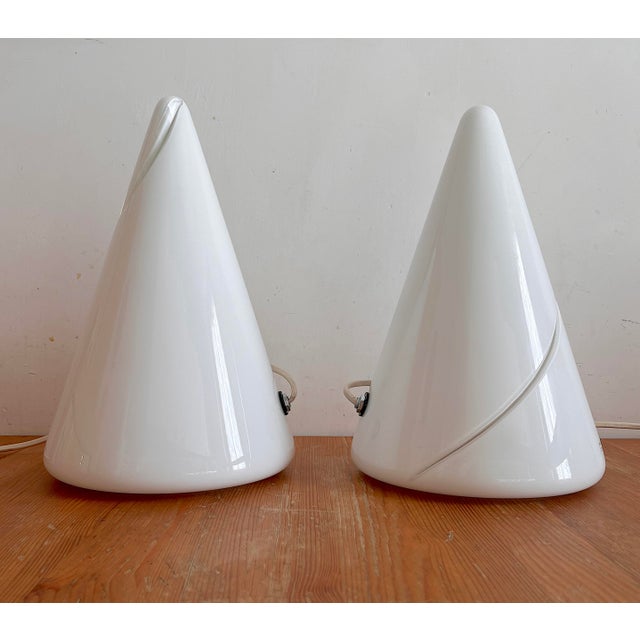 Cone lamps by Murano glass masters, blown and handcrafted, from the 1970s. In perfect condition, no repairs or chipping,...