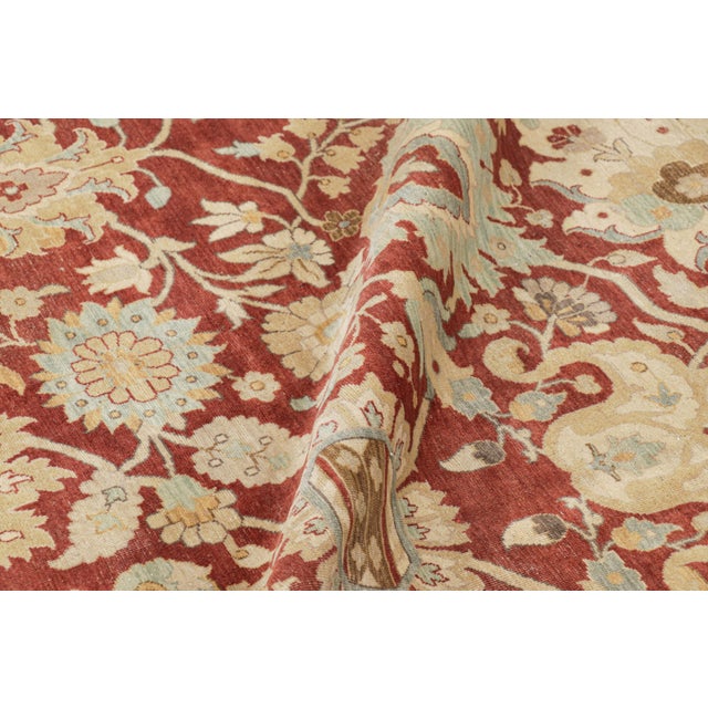 Textile Rug & Kilim's Oversized Persian Sultanabad Style Rug in Red & Gold With Florals For Sale - Image 7 of 8